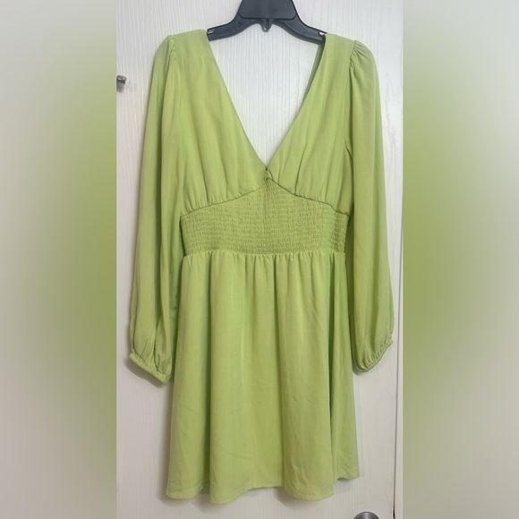 NEW Copper Key Smocked Waist Long Sleeve Green Dress Size L - Picture 10 of 14